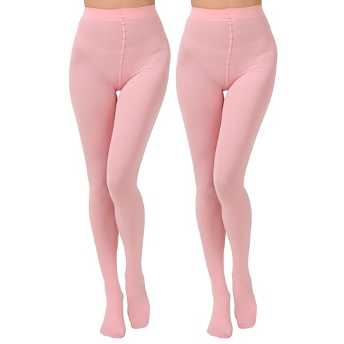 Image of Paralinda 2 Pairs Women's Solid Color Tights 80D, Soft Opaque Microfiber Tights