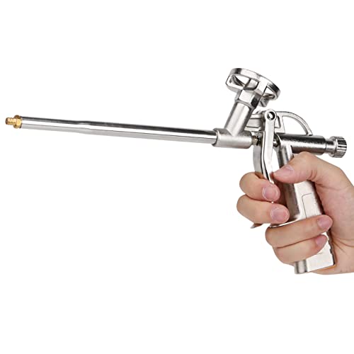 Uadme Professional PU Expanding Foam Dispensing Gun, Stainless Steel & Aluminum, Silver, Handheld, Ideal for Foam Insulation Application