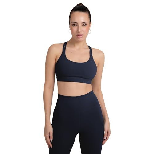 Image of YITTY Active Women's Ultraluxe Strappy Medium Impact Bra, Athleisure, 4-Way-Stretch