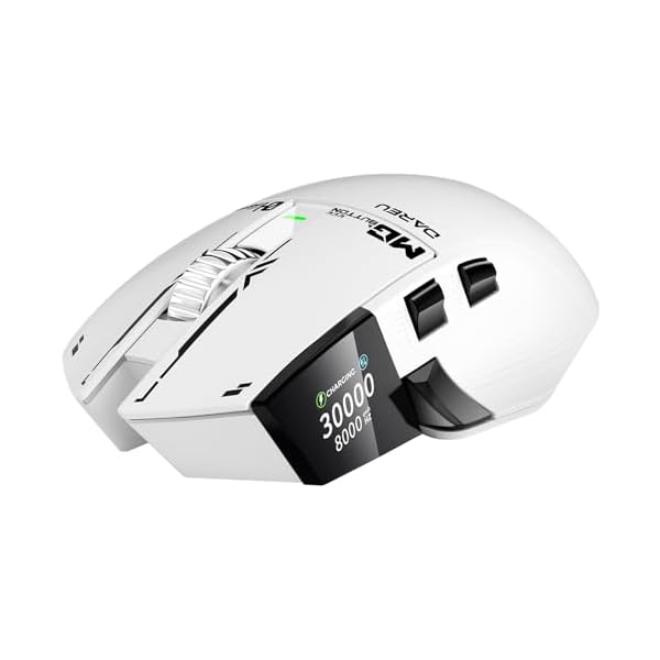 DAREU A980PROMAX Wired 8K/Wireless 4K Gaming Mouse with 0.85′ TFT Color Display-8000Hz Polling-30K DPI Optical Sensor-Magnesium Alloy Buttons-2.4G Wireless/BT/USB Connectivity-Nano Receiver Included