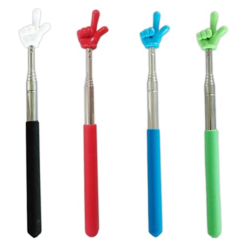 OUDQFCJ 4 Stück Zeigestab Ausziehbar, Teleskop Lehrer Zeiger, Klassenzimmer Finger Zeigestock, Edelstahl Ausziehbarer Zeigestab für Unterricht im Klassenzimmer, Vorlesungen(Schwarz, rot, gelb, grün)