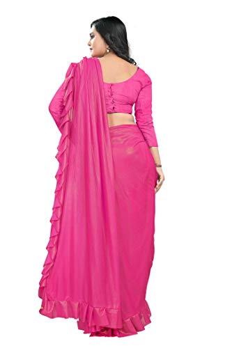 Image of Women's Plain Lycra Silk Saree With Unstitched Blouse Piece
