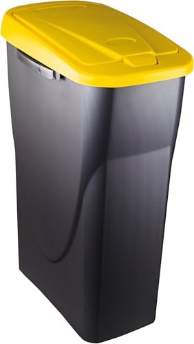 Mondex M home by Mazzei Mülleimer zur Mülltrennung, 25 l, aus Kunststoff – leicht zu öffnen – Behälter anthrazitgrau – ideal für Küche, Speisekammer (Gelb)