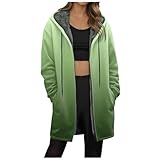 Hauetro Sweatjacke Damen mit Kapuze Fleecejacke Zipper Hoodie Lange Jacke Leicht Übergangsjacke...