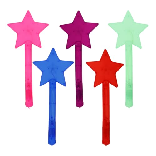 Garneck 5PCS Colorful LED Star Glow Sticks Plastic Cheering Light Sticks for Parties Concerts Festivals and Emergency Use Vibrant Display