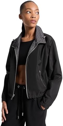 Michael Kors Jaqueta feminina reversível com logotipo MK, níquel