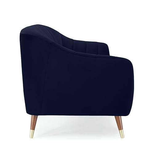 Image of AMATA Marino Solid Wood 3+2 Seater Suede Velvet Fabric Sofa Set with Two Cushions Perfect for Home Office Guests Living Room (04 Royal Blue, 3+2 Seater)(03 Year Warranty)