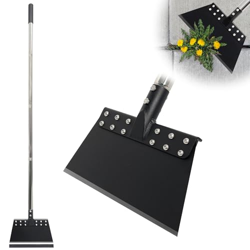 CKLT Weed Scraper 65in Garden Flat Shovel Floor Scraper Long Handle Heavy Duty Multi Weeding Shovel with 11in Spring Steel Blade Floor Scraper for Ice, Snow, Weed, Dirty, Moss, Driveway, Lawn Edging
