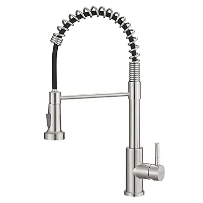 GIMILI Kitchen Faucet with Pull Down Sprayer Single Hole Stainless Steel Sink Faucet, Suitable for Farmhouses, RV, Laundry Room, Outdoor, and Campers. Llave para fregadero de cocina Brushed Nickel