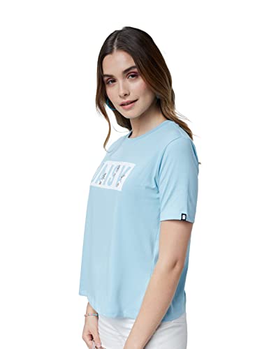 Image of The Souled Store|Official Daisy Duck: All About Me Women and Girls T-Shirts|Leeve|Regular fit Graphic Printed| 100% Cotton Blue Color Women T-Shirts T Shirt for Women Round Neck