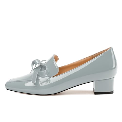 Image of Womens Loafer with Heel, Comfortable Chunky Heels for Women, Loafers Shoes with Bowknot Womens Bunion Dress Shoes