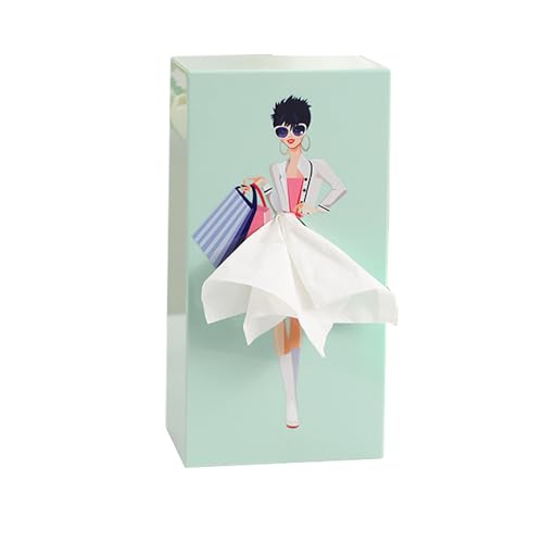 Awexilup Cartoon Girl Tissue Box Cute Lady Skirt Tissue Box Cover Creative Tissue Holder Facial Tissues Dispenser for House Bathroom Living Room Bedroom Office (Green)
