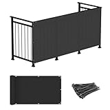 Windscreen4less 2.5' x 10' Balcony Privacy Fence Screen Mesh Windscreen Fencing Shield Cover for Apartment Deck Patio Yard Porch Pool Railings, Black
