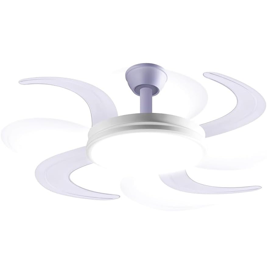 EMPOTEC Ventilatore 4 Pale a Scomparsa 30W a Soffitto con Luce 48W e 6 Velocità con Telecomando Flusso 5500-6500 m3/h Silenzioso Camera da Letto Cucina Sala