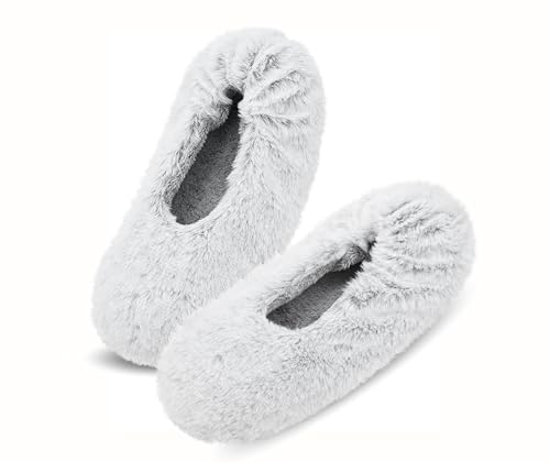 Image of Keyela Women's Ballerina Slippers,Non-Slip Bedroom Slippers Socks | Soft fuzzy slipper socks for ladies Indoor home slippers Cozy sock slippers Ballet Slippers