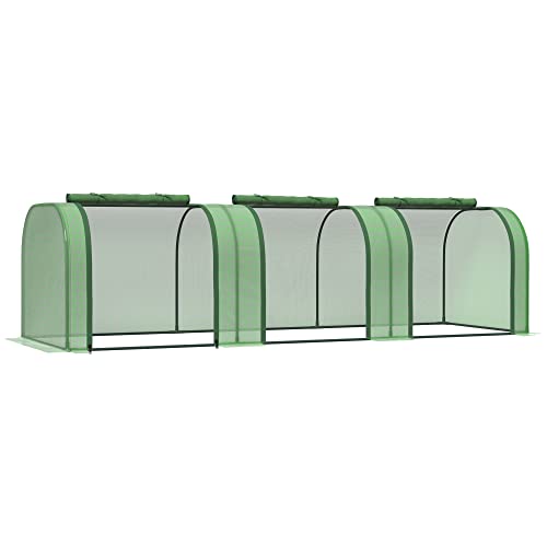 Outsunny Serra da Giardino a Tunnel in Acciaio e Plastica PP con Porte Avvolgibili, 295x100x80 cm,...