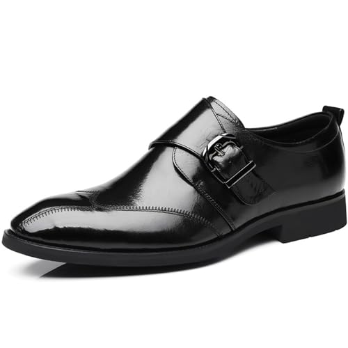 Men's Monk Strap Oxford Shoes Pointed-Toe Slip-on Tuxedo Formal Wedding Shoes Fashion Classic Business Wingtip Dress Shoes for Men