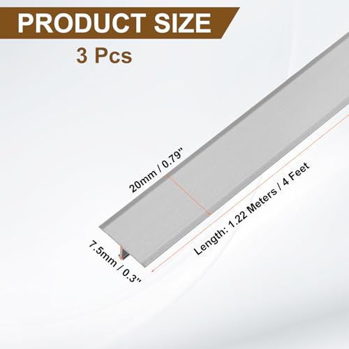 Bande de transition de sol en aluminium gris clair 1,2x2cm lot de 3