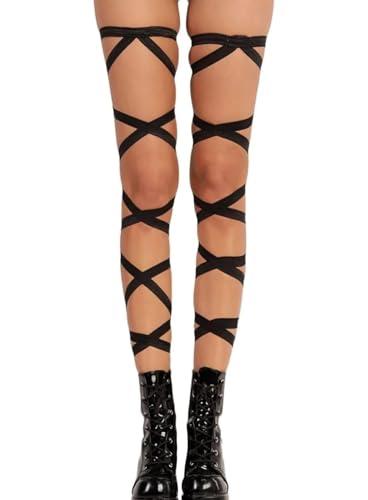 Rave Leg Wrap for Women - EDC Festival Outfit Elastic Non-Slip Strap Music Concert Accessories Neon Cosplay Costume(Black