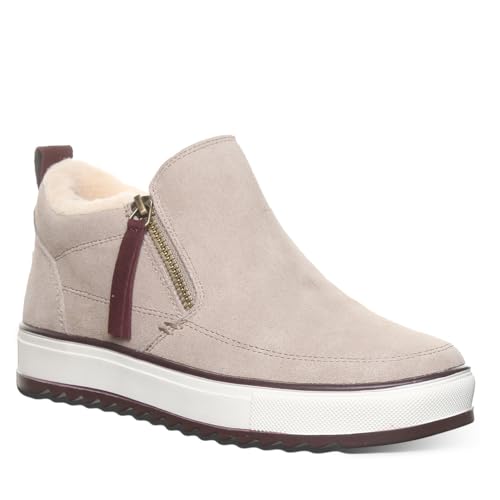 BEARPAW Women's Amanza Mushroom Size 9 | Classic Suede Bootie with Zipper | Comfortable Winter Boot
