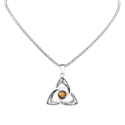 Collier pour homme nœud de la trinité viking et pendentif œil de tigre