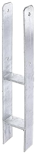 Alberts 213824 H-Pfostenträger | feuerverzinkt | lichte Breite 91 mm | Gesamthöhe 600 mm | Materialstärke 5 mm