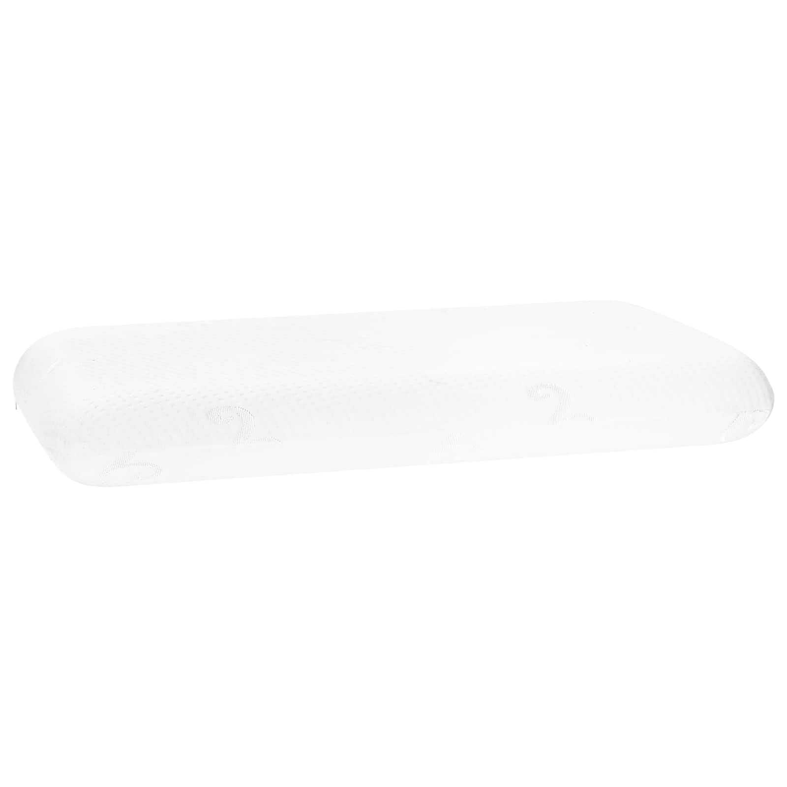 Almohada de espuma viscoelástica lisa blanca 70 x 36 x 13,5 cm ergonómica para dormir de lado con espuma viscoelástica transpirable como cojín cervical en el dormitorio
