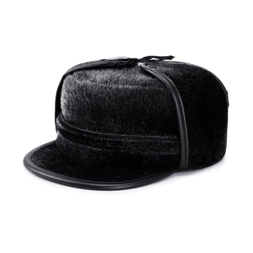 WEISUYUUS Winter Thermal Trapper Hat for Men Senior Adult Ski Hat with Foldable Ear for Outdoor Sports Hiking Cycling Hat