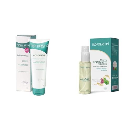 Trofolastin – Pack crema antiestrías 290ml + Aceite reafirmante 100 ml – Previene y reduce la formación de estrías Centella asiática – Embarazo, adolescentes y deportistas