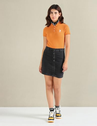 Image of U.S. Polo ASSN. Women Cotton Solid Regular Fit Polo Shirt