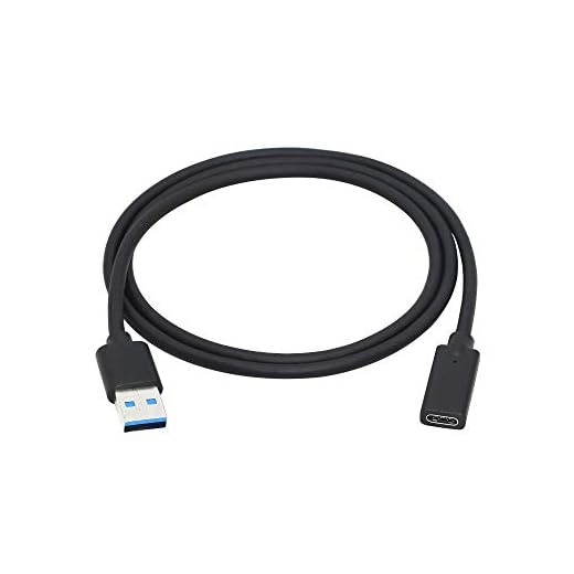 CERRXIAN USB 3.0 Type A Male to USB 3.0 Type C Female Connector Converter Adapter (Black) (3ft)