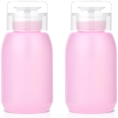 MEKK Acetone Pump Dispenser,Push Down Pump Dispenser Empty Alcohol Dispenser Push Down Nail Polish Remover Pump One-Touch Pump Bottle Dispenser for Nail Polish & Makeup Remover 2 Pack 200ML(6.8oz)