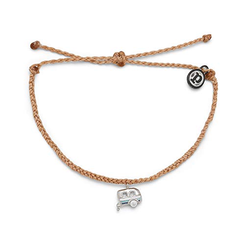 Pura Vida Silver or Gold On the Road Bracelet - 100% Waterproof, Adjustable Band - Brand Charm