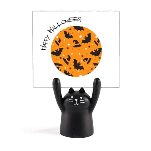 Support de mémo Halloween chauve-souris et araignée chat noir pour message