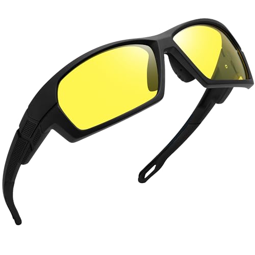 Joopin Gafas Conducir Noche Amarillas Deportivas para Hombre Mujer Gafas Cristal Amarillo Conducción Visión Nocturna para Ciclismo Correr Running Yellow Night Driving Glasses