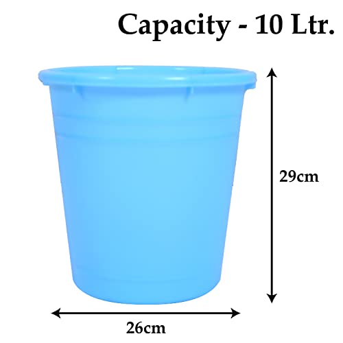Image of Kuber Industries Plastic Dustbin|Portable Garbage Basket & Round Open-Top Trash Can for Home,Kitchen,Office,College,10 Ltr.(Sky Blue)
