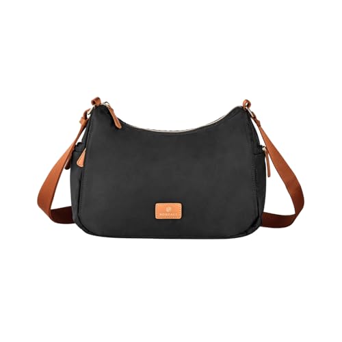 Nordace Siena Hobo Crossbody Bag - Secure RFID Blocking Pocket and Hidden Compartments for Travel Shoulder Bag (Black-Brown)