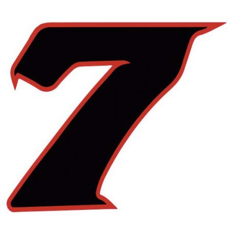 Chiffre 7 sept - autocollant sticker noir/rouge voiture moto - Taille : 12 cm