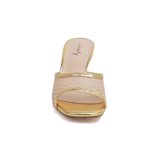 Image of vivianly Womens Square Open Heels Sandals Slip on Heeled Slides Mules for Party Daily Wear