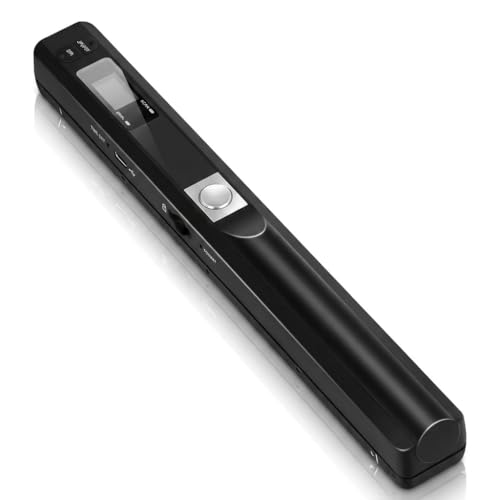 Portable Document Scanner, 900DPI Resolution for A4/Receipts, JPG/PDF Format, Handheld Photo Scanner for Laptop, Driver-Free Plug-and-Play, Includes USB Cable and CD (Black)
