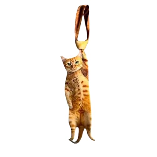 Jiyivue Mens Cat Print Necktie Novelty Funny Kitten Graphic Tie 3D Design Valentines Day and Father Gift (Ginger cat)