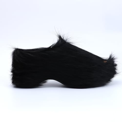 Image of XOBZJH Long-Hair Calfskin Chunky Clog Slide for Women - Memory Foam Luxury Slip on Shoes Women's Mules & Platform Clogs,Designer Mules for Women 2025