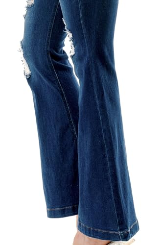 Flared Jeans for Women Ripped Distressed Stretch Denim Jeggings High Waisted Pull On Pants4