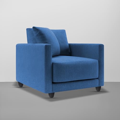 Image of Casaliving Dominic 1 Seater Sofa Set for Living Room (Blue Fabric) Premium Fabric Sofa