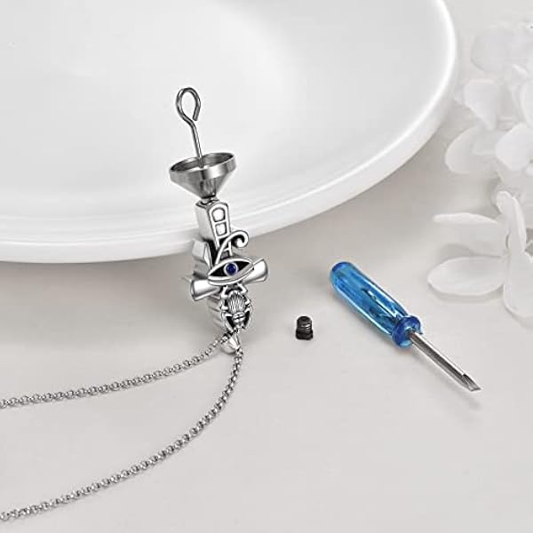 YFN Ankh Cruz Collar de plata de ley ojo de Horus colgante de protección religiosa egipcia regalos para mujeres hombres