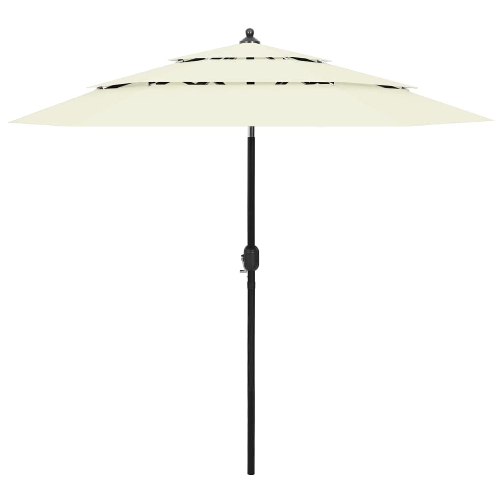 vidaXL 3-Tier Garden Parasol with Aluminium Pole, Outdoor Umbrella for Balcony, Sunshade for Table, Patio Canopy, UV Protection Sun Shelter, Sand