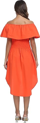 Image of YZXDORWJ Women's Mexican Asymmetrical Dress Embroidered Floral Off-Shoulder Cocktail Latina Fiesta Dress