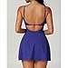 JINDEALLY Women's Suspender Tennis Skirt, Bodycon Sports Skirt with Built-in Shorts and Bra Sleeveless Side Slit Golf Mini Skirt,Blue,XL