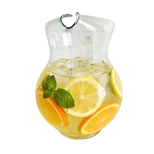 Libbey Acapulco Large Glass Pitcher Set of 2, 89 Oz, Clear, Tall Bubble Glass Pitchers with Handle, Modern Drink Pitchers for Iced Tea, Punch and More