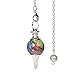 JUST IN STONES Multi-Color Sea Sediment Jasper Pyrite Gemstone Dowsing 40mm Crystal Healing Chakra Reiki Point Pendulum